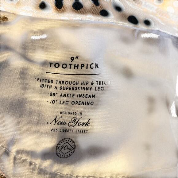 J. Crew High Rise, Toothpick Leopard Dot Denim Pant. Size 32 - Picture 9 of 9